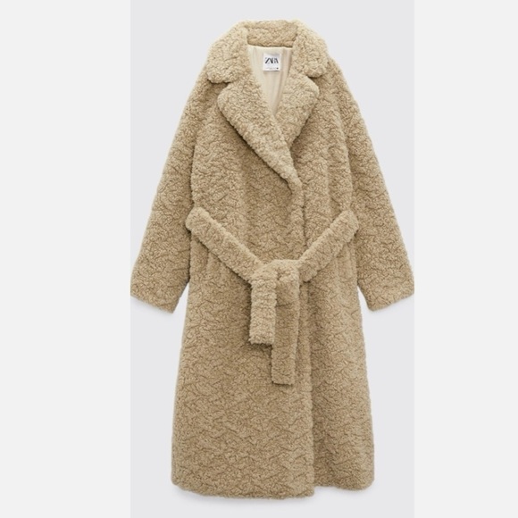 NWOT ZARA Faux Shearling Teddy Long Fleece Coat - Picture 1 of 7